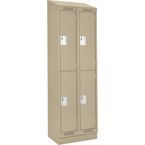Casiers Clean Line, 2 niveaux, Bloc de 2, 24" x 18" x 82", Acier, Beige, Rivet (assembl&eacute;) Rock Safety Industrial Ltd