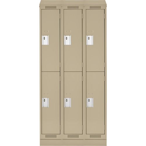 Clean Line Lockers, 2 -tier, Bank of 3, 36" x 18" x 82", Steel, Beige, Rivet (Assembled) Rock Safety Industrial Ltd