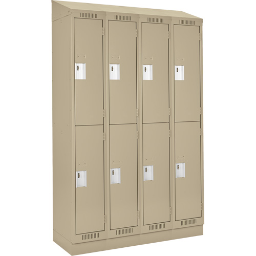 Clean Line Lockers, 2 -tier, Bank of 4, 48" x 18" x 82", Steel, Beige, Rivet (Assembled) Rock Safety Industrial Ltd