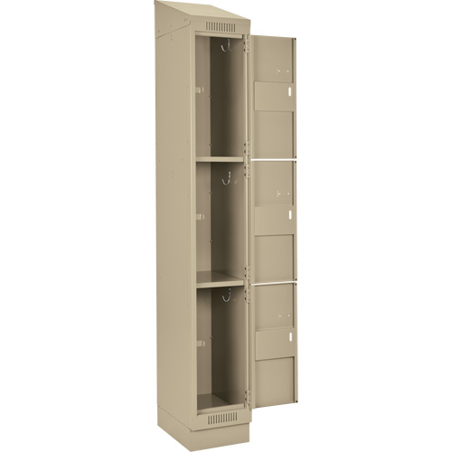 Casiers Clean Line, 3 niveaux, 15" x 18" x 82", Acier, Beige, Rivet (assembl&eacute;) Rock Safety Industrial Ltd
