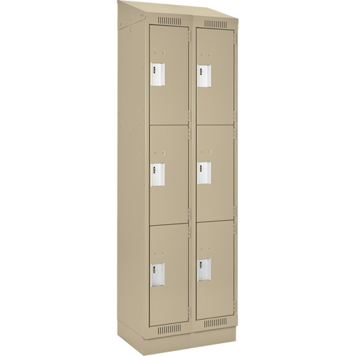 Clean Line Lockers, 3 -tier, Bank of 2, 36" x 18" x 82", Steel, Beige, Rivet (Assembled) Rock Safety Industrial Ltd