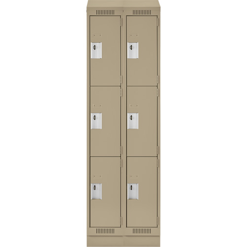Clean Line Lockers, 3 -tier, Bank of 2, 36" x 18" x 82", Steel, Beige, Rivet (Assembled) Rock Safety Industrial Ltd