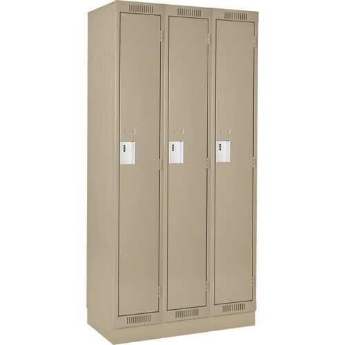 Casiers Clean Line, Bloc de 3, 45" x 15" x 76", Acier, Beige, Rivet (assembl&eacute;) Rock Safety Industrial Ltd