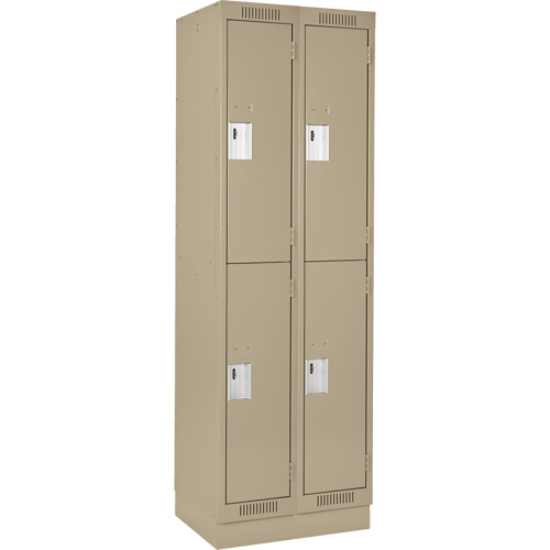 Clean Line Lockers, 2 -tier, Bank of 2, 24" x 18" x 76", Steel, Beige, Rivet (Assembled) Rock Safety Industrial Ltd