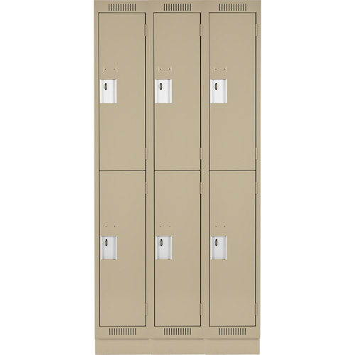 Clean Line Lockers, 2 -tier, Bank of 3, 36" x 18" x 76", Steel, Beige, Rivet (Assembled) Rock Safety Industrial Ltd