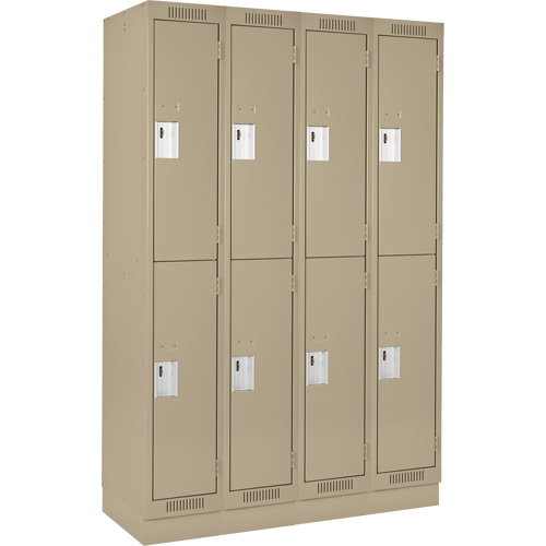 Casiers Clean Line, 2 niveaux, Bloc de 4, 48" x 18" x 76", Acier, Beige, Rivet (assembl&eacute;) Rock Safety Industrial Ltd
