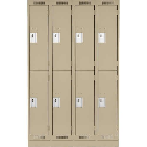 Casiers Clean Line, 2 niveaux, Bloc de 4, 48" x 18" x 76", Acier, Beige, Rivet (assembl&eacute;) Rock Safety Industrial Ltd