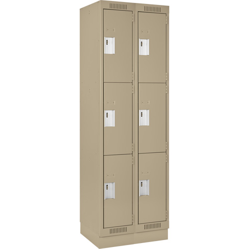 Casiers Clean Line, 3 niveaux, Bloc de 2, 36" x 18" x 76", Acier, Beige, Rivet (assembl&eacute;) Rock Safety Industrial Ltd