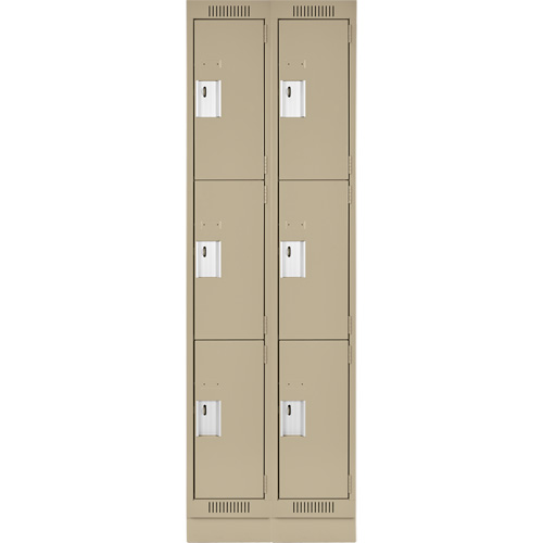 Casiers Clean Line, 3 niveaux, Bloc de 2, 36" x 18" x 76", Acier, Beige, Rivet (assembl&eacute;) Rock Safety Industrial Ltd
