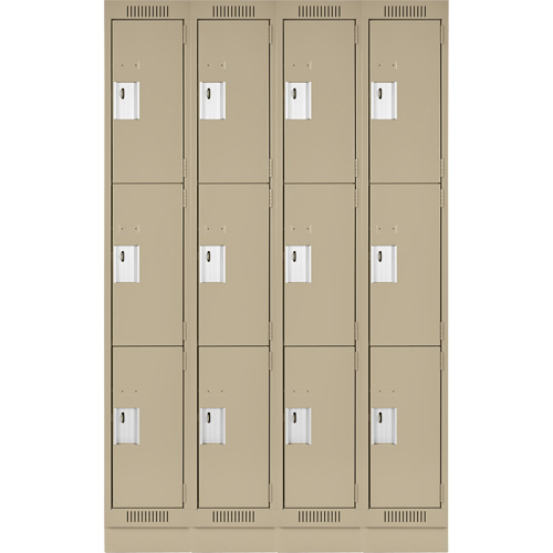 Casiers Clean Line, 3 niveaux, Bloc de 4, 72" x 18" x 76", Acier, Beige, Rivet (assembl&eacute;) Rock Safety Industrial Ltd