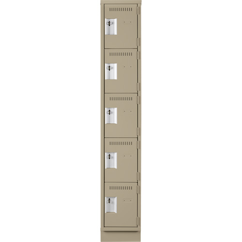 Clean Line Lockers, 5 -tier, 12" x 18" x 76", Steel, Beige, Rivet (Assembled) Rock Safety Industrial Ltd