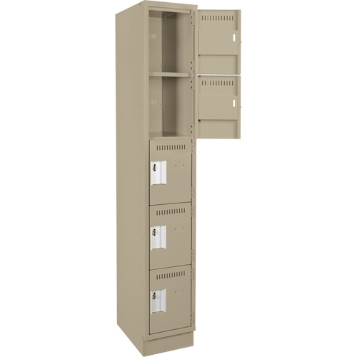 Clean Line Lockers, 5 -tier, 12" x 18" x 76", Steel, Beige, Rivet (Assembled) Rock Safety Industrial Ltd