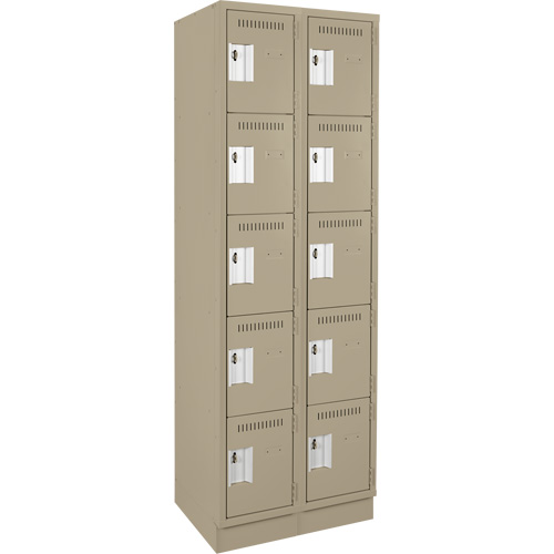 Clean Line Lockers, 5 -tier, Bank of 2, 24" x 18" x 76", Steel, Beige, Rivet (Assembled) Rock Safety Industrial Ltd