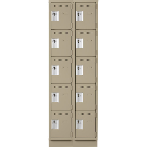 Clean Line Lockers, 5 -tier, Bank of 2, 24" x 18" x 76", Steel, Beige, Rivet (Assembled) Rock Safety Industrial Ltd
