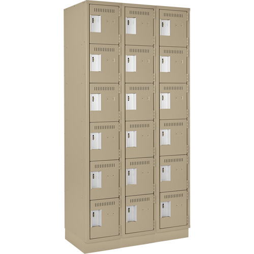 Clean-Line Lockerette, 6 -tier, Bank of 3, 18" x 72" x 18", Steel Rock Safety Industrial Ltd
