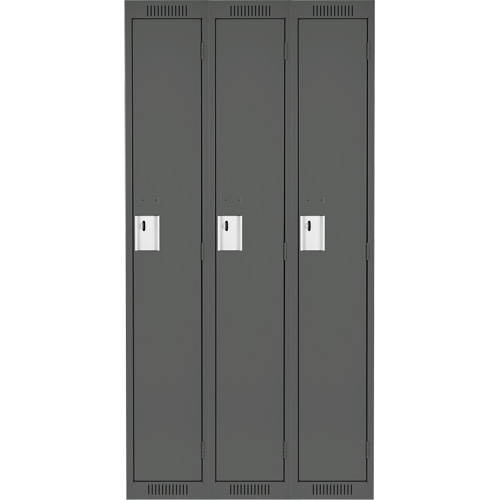 Clean Line Lockers, Bank of 3, 45" x 18" x 72", Steel, Charcoal, Rivet (Assembled) Rock Safety Industrial Ltd