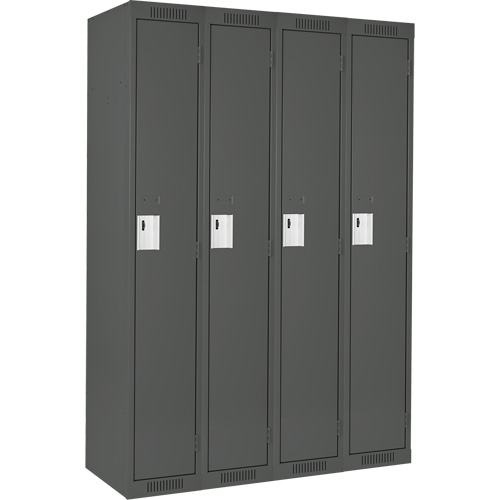 Clean Line Lockers, Bank of 4, 48" x 12" x 72", Steel, Charcoal, Rivet (Assembled) Rock Safety Industrial Ltd