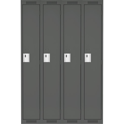 Clean Line Lockers, Bank of 4, 48" x 12" x 72", Steel, Charcoal, Rivet (Assembled) Rock Safety Industrial Ltd