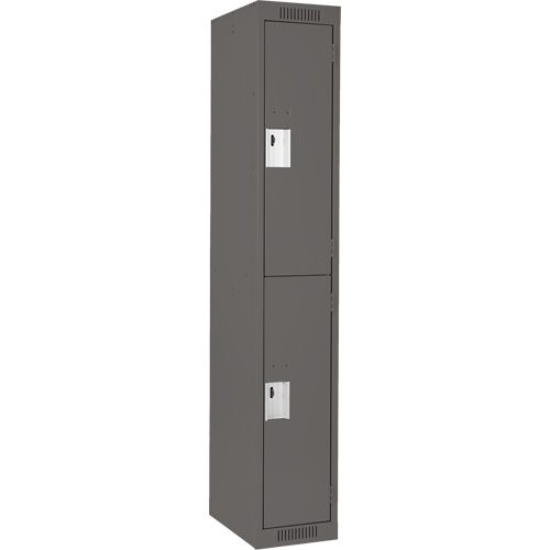 Clean Line Lockers, 2 -tier, 12" x 18" x 72", Steel, Charcoal, Rivet (Assembled) Rock Safety Industrial Ltd
