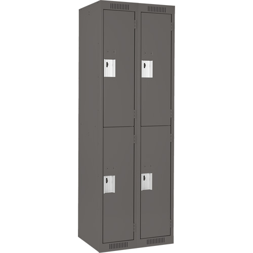 Clean Line Lockers, 2 -tier, Bank of 2, 24" x 18" x 72", Steel, Charcoal, Rivet (Assembled) Rock Safety Industrial Ltd