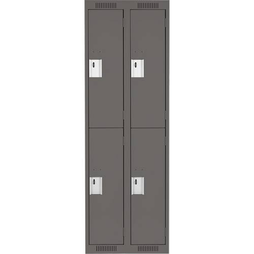 Clean Line Lockers, 2 -tier, Bank of 2, 24" x 18" x 72", Steel, Charcoal, Rivet (Assembled) Rock Safety Industrial Ltd