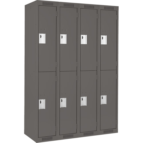 Clean Line Lockers, 2 -tier, Bank of 4, 48" x 18" x 72", Steel, Charcoal, Rivet (Assembled) Rock Safety Industrial Ltd