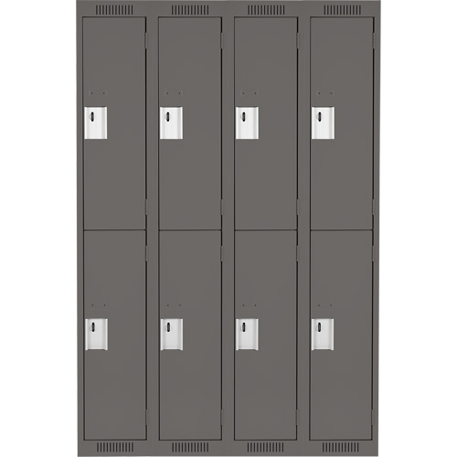 Clean Line Lockers, 2 -tier, Bank of 4, 48" x 18" x 72", Steel, Charcoal, Rivet (Assembled) Rock Safety Industrial Ltd