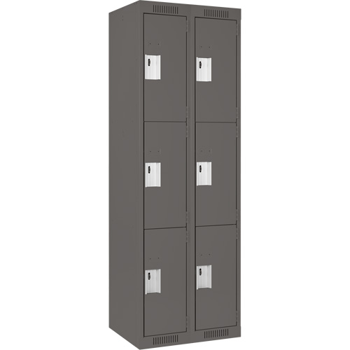 Casiers Clean Line, 3 niveaux, Bloc de 2, 24" x 15" x 72", Acier, Charbon, Rivet (assembl&eacute;) Rock Safety Industrial Ltd