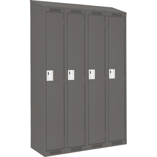 Clean Line Lockers, Bank of 4, 48" x 18" x 78", Steel, Charcoal, Rivet (Assembled) Rock Safety Industrial Ltd
