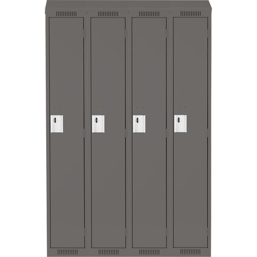 Clean Line Lockers, Bank of 4, 48" x 18" x 78", Steel, Charcoal, Rivet (Assembled) Rock Safety Industrial Ltd