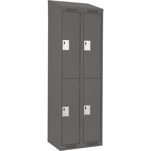 Clean Line Lockers, 2 -tier, Bank of 2, 24" x 15" x 78", Steel, Charcoal, Rivet (Assembled) Rock Safety Industrial Ltd