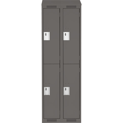 Clean Line Lockers, 2 -tier, Bank of 2, 24" x 15" x 78", Steel, Charcoal, Rivet (Assembled) Rock Safety Industrial Ltd