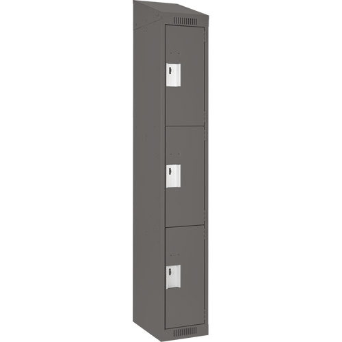 Clean Line Lockers, 3 -tier, 12" x 12" x 78", Steel, Charcoal, Rivet (Assembled) Rock Safety Industrial Ltd