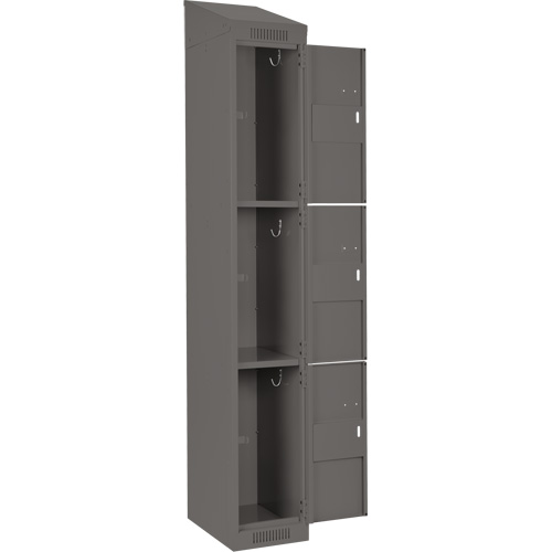 Clean Line Lockers, 3 -tier, Bank of 4, 48" x 12" x 78", Steel, Charcoal, Rivet (Assembled) Rock Safety Industrial Ltd
