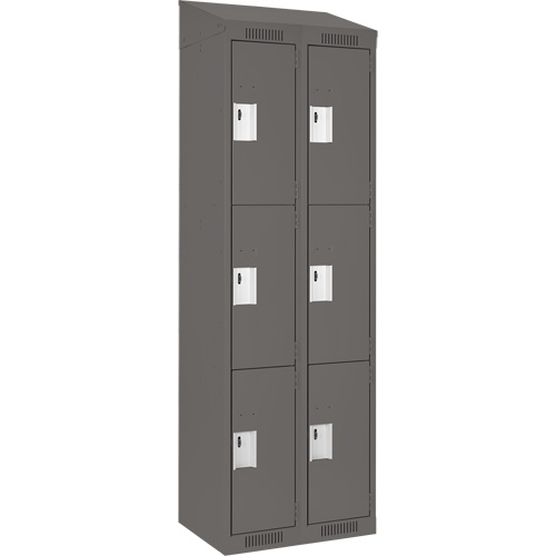 Casiers Clean Line, 3 niveaux, Bloc de 2, 24" x 12" x 78", Acier, Charbon, Rivet (assembl&eacute;) Rock Safety Industrial Ltd