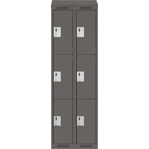 Casiers Clean Line, 3 niveaux, Bloc de 2, 24" x 12" x 78", Acier, Charbon, Rivet (assembl&eacute;) Rock Safety Industrial Ltd