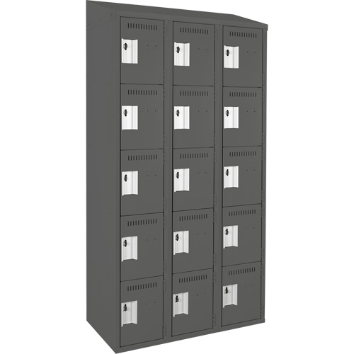 Casiers Clean Line, 5 niveaux, Bloc de 3, 36" x 18" x 78", Acier, Charbon, Rivet (assembl&eacute;) Rock Safety Industrial Ltd