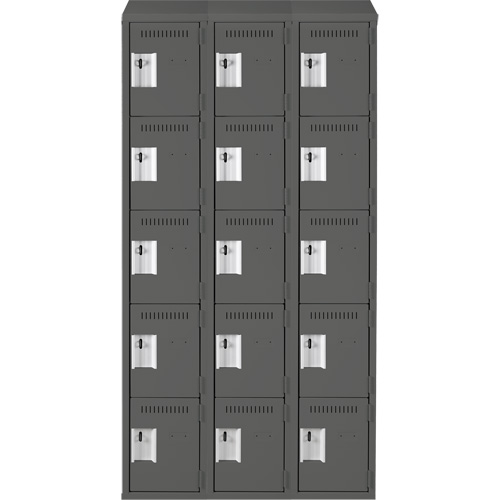 Casiers Clean Line, 5 niveaux, Bloc de 3, 36" x 18" x 78", Acier, Charbon, Rivet (assembl&eacute;) Rock Safety Industrial Ltd