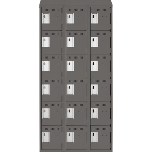 Clean-Line Lockerette, 6 -tier, Bank of 3, 18" x 72" x 18", Steel Rock Safety Industrial Ltd