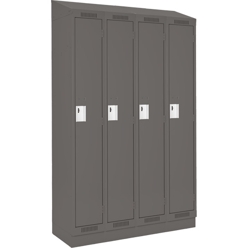 Clean Line Lockers, Bank of 4, 48" x 18" x 82", Steel, Charcoal, Rivet (Assembled) Rock Safety Industrial Ltd
