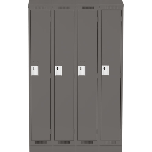 Clean Line Lockers, Bank of 4, 48" x 18" x 82", Steel, Charcoal, Rivet (Assembled) Rock Safety Industrial Ltd