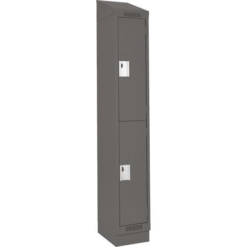 Clean Line Lockers, 2 -tier, 12" x 18" x 82", Steel, Charcoal, Rivet (Assembled) Rock Safety Industrial Ltd