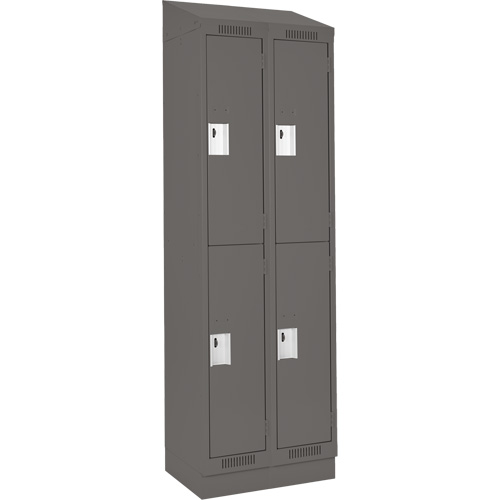 Casiers Clean Line, 2 niveaux, Bloc de 2, 24" x 18" x 82", Acier, Charbon, Rivet (assembl&eacute;) Rock Safety Industrial Ltd
