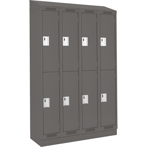 Casiers Clean Line, 2 niveaux, Bloc de 4, 48" x 18" x 82", Acier, Charbon, Rivet (assembl&eacute;) Rock Safety Industrial Ltd