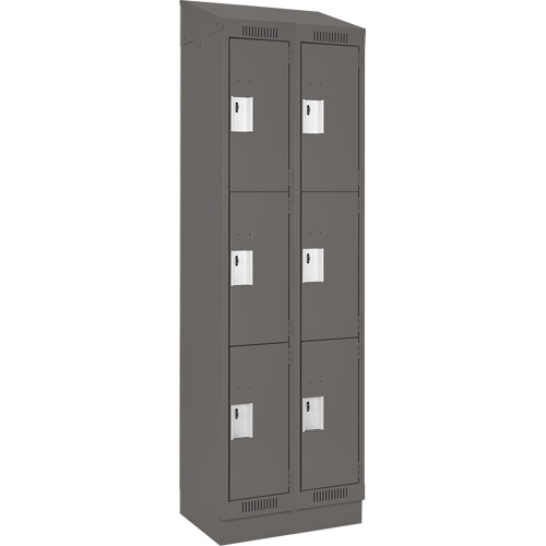 Clean Line Lockers, 3 -tier, Bank of 2, 36" x 18" x 82", Steel, Charcoal, Rivet (Assembled) Rock Safety Industrial Ltd