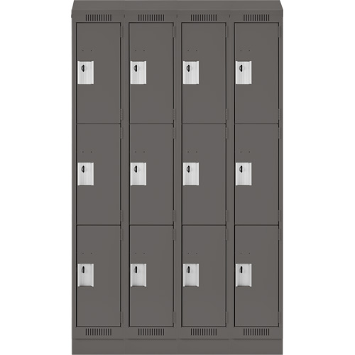Casiers Clean Line, 3 niveaux, Bloc de 4, 72" x 18" x 82", Acier, Charbon, Rivet (assembl&eacute;) Rock Safety Industrial Ltd