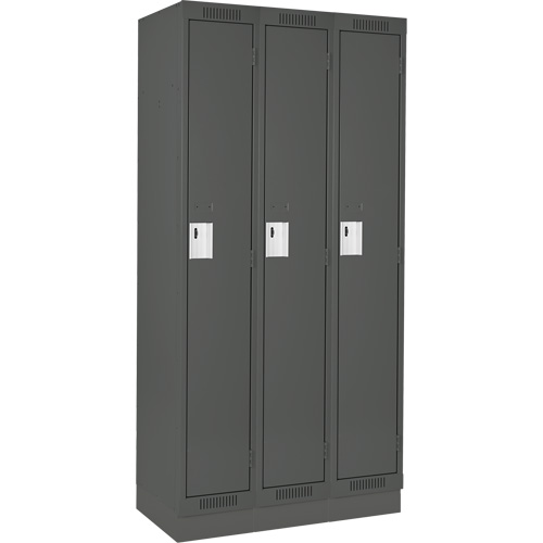 Clean Line Lockers, Bank of 3, 36" x 18" x 76", Steel, Charcoal, Rivet (Assembled) Rock Safety Industrial Ltd