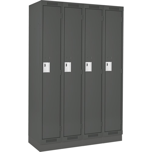 Clean Line Lockers, Bank of 4, 48" x 18" x 76", Steel, Charcoal, Rivet (Assembled) Rock Safety Industrial Ltd