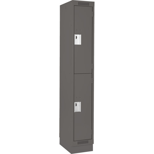 Clean Line Lockers, 2 -tier, 12" x 18" x 76", Steel, Charcoal, Rivet (Assembled) Rock Safety Industrial Ltd