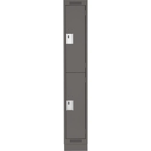 Clean Line Lockers, 2 -tier, 12" x 18" x 76", Steel, Charcoal, Rivet (Assembled) Rock Safety Industrial Ltd
